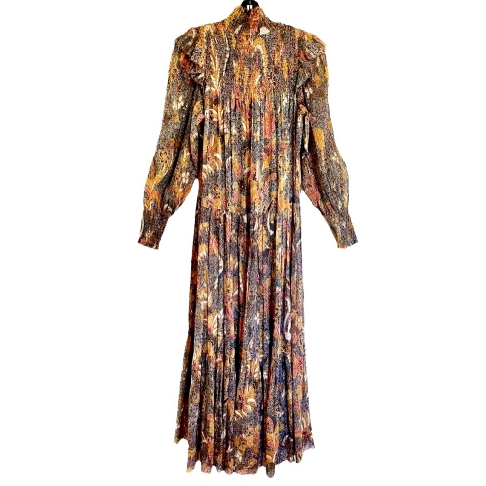 Ulla Johnson Constantine Metallic Bobo Floral Ruffle Maxi Dress High Neck 2 - Picture 5 of 12